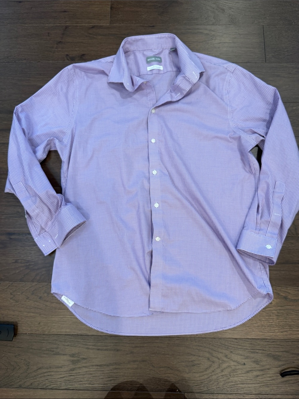 Michael Kors Purple Gingham Men's Dress Shirt Size 17 1/2 - XL - 32/33- C27-147